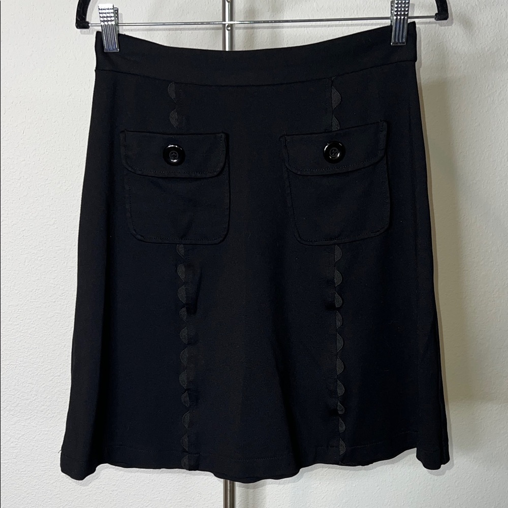 Lesley Evers Front Pocket Ric Rac Embellished Midi Skirt